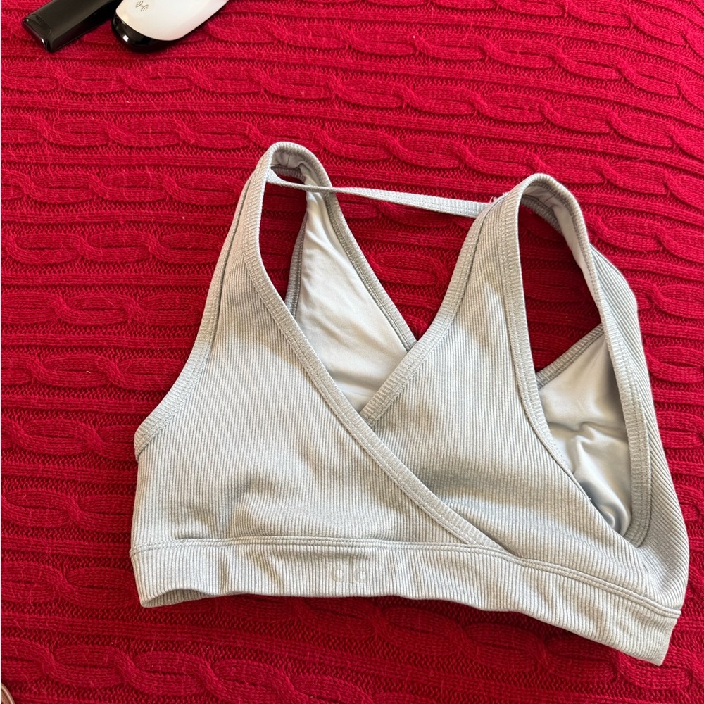 ALO Yoga Light Gray Wrap Sports Bra